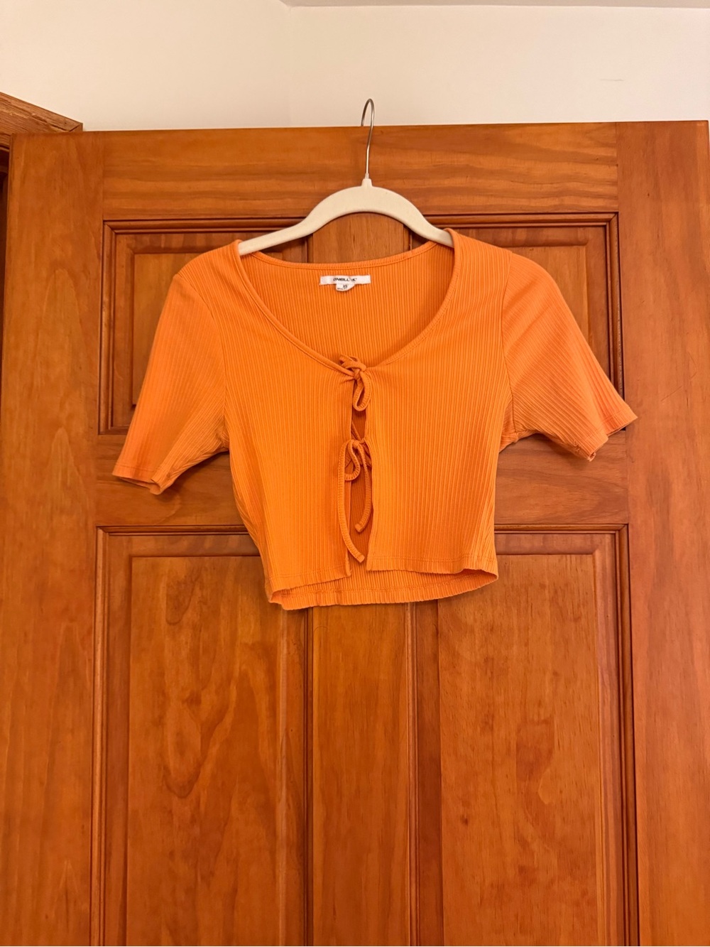 O'Neill Orange Ribbed Tie-Front Crop Top